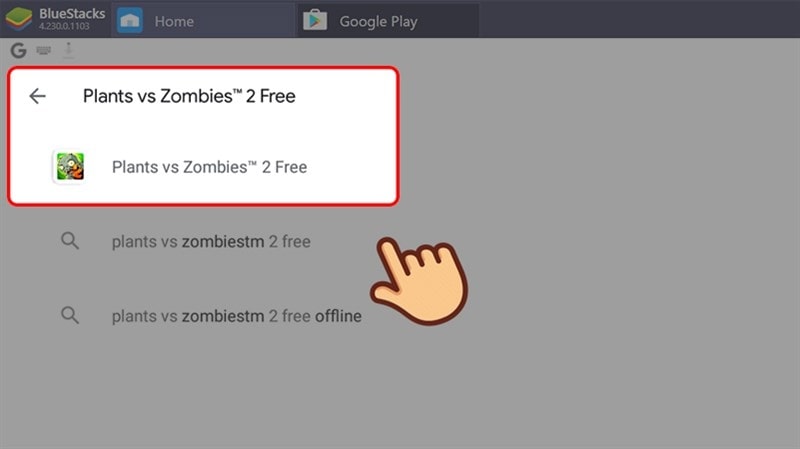 Nhập Plants Vs Zombies 2 để tìm kiếm tựa game 